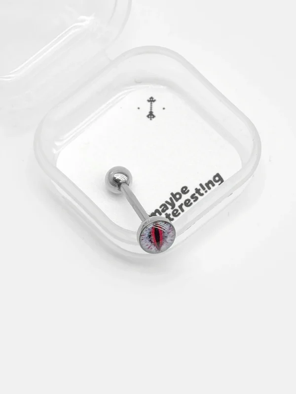 Purple red cat eye tongue barbell