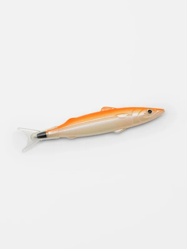 Orange sardine shaped novelty ballpoint pen
