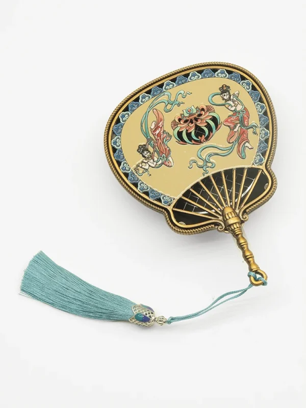 Bronze incense burner with enamel fan lid