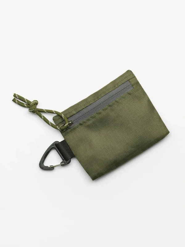 Dark green ripstop zip card holder