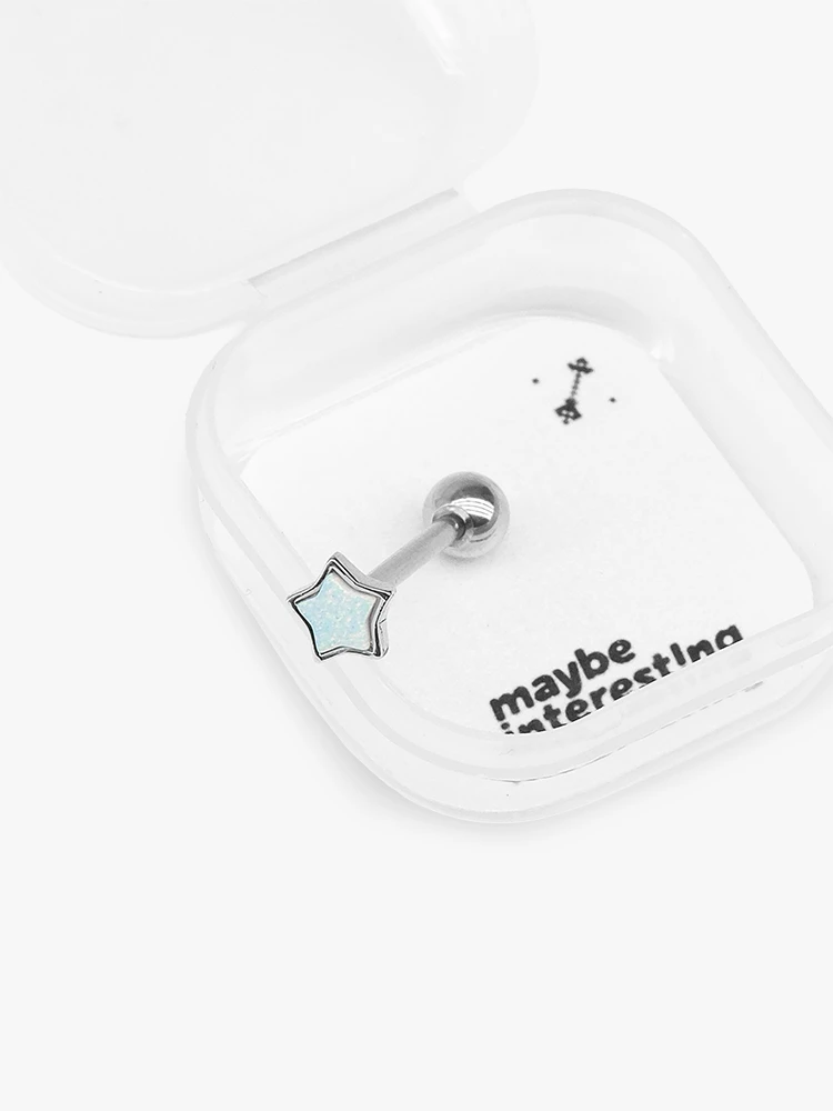 Pearl star tongue piercing with titanium barbell_ice_blue