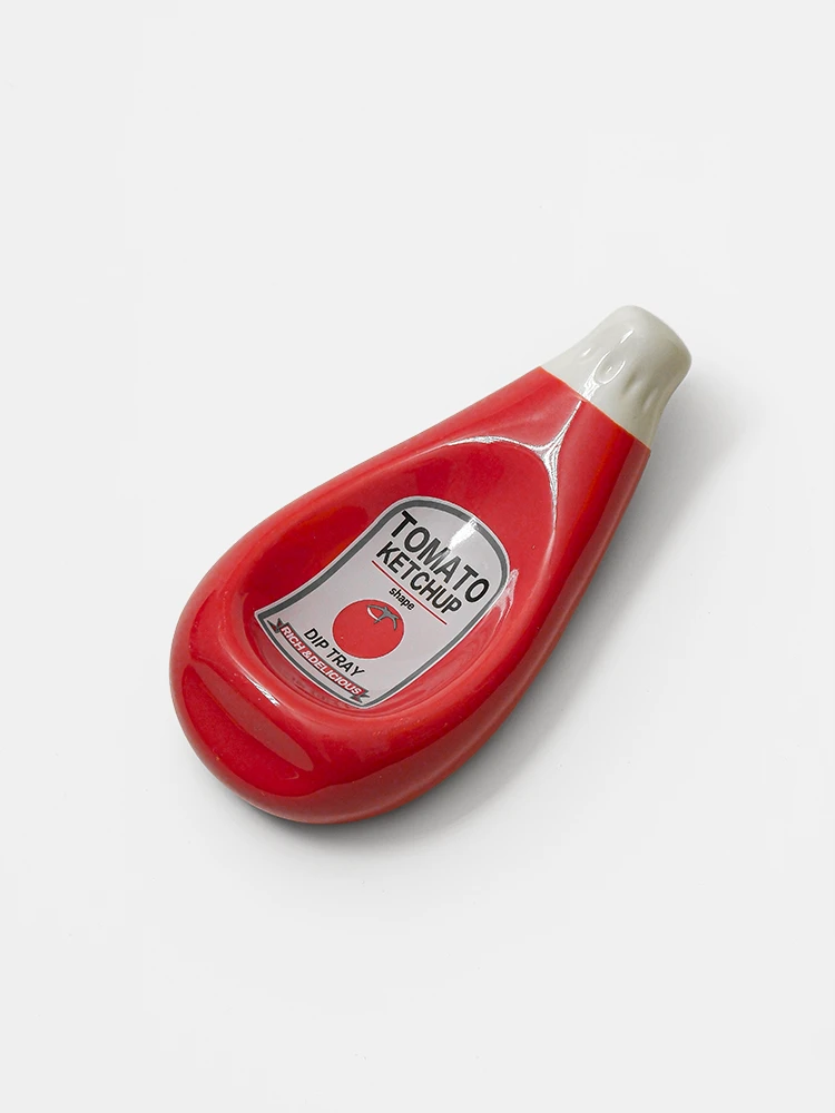 Red ceramic nostalgic ketchup style dip dish