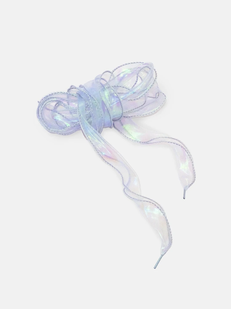 Light purple pearl iridescent wide shoelaces
