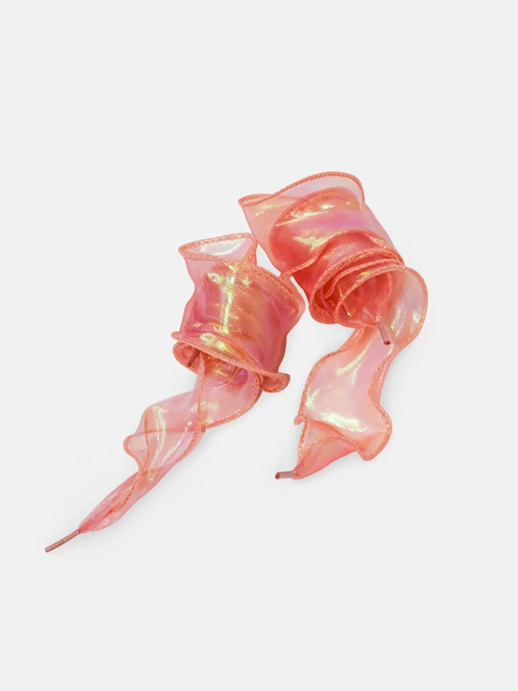 Red orange iridescent organza wide shoelaces