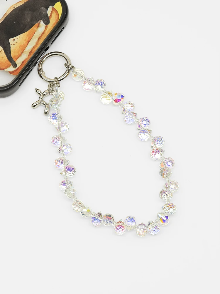 Clear crystal aesthetic phone charm strap